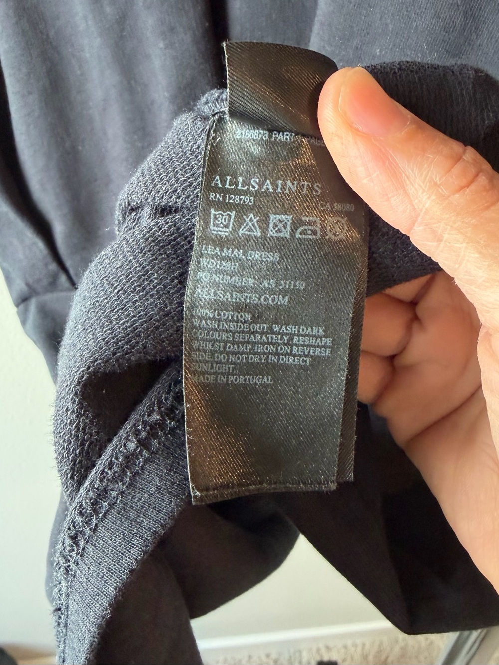 All Saints Lea Mal Size 6 Dolman Sleeve Dress in Washed Black 100% Cotton - Picture 5 of 11